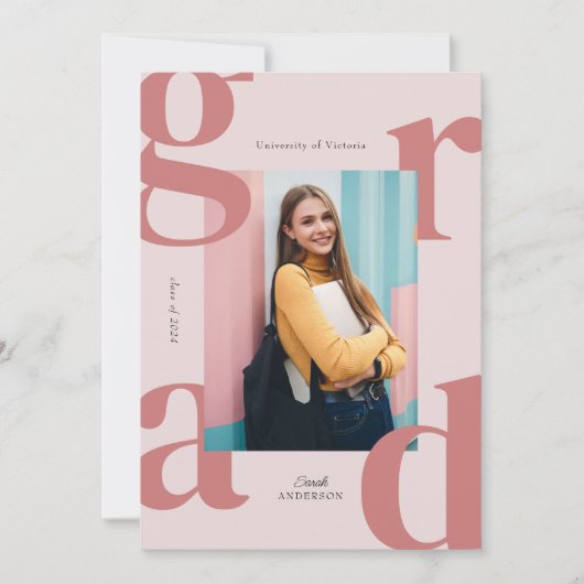 Invitation Pink Modern Bold Class of 2024 Graduation (Devant)