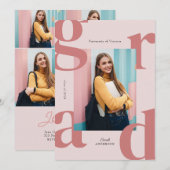 Invitation Pink Modern Bold Class of 2024 Graduation (Devant / Derrière)