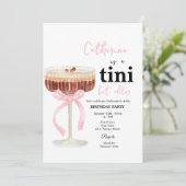 Invitation Pink Modern Bow Coffee Cocktail Birthday (Debout devant)