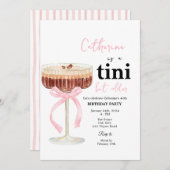 Invitation Pink Modern Bow Coffee Cocktail Birthday (Devant / Derrière)