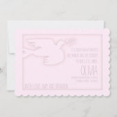 Invitation Pink Modern Dove Baby Célébration personnalisée de (Devant)