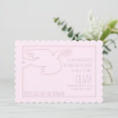 Invitation Pink Modern Dove Baby Célébration personnalisée de (Debout devant)