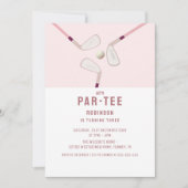 Invitation Pink Modern Let's Par-tee anniversaire de golf (Devant)