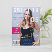 Invitation Pink Modern Magazine Couverture 2 Photos Sweet 16 (Debout devant)