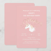 Invitation Pink Modern Magical Unicorn Anniversaire de enfant (Devant / Derrière)