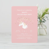 Invitation Pink Modern Magical Unicorn Anniversaire de enfant (Debout devant)
