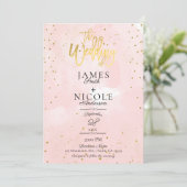 Invitation Pink Modern Minimal Gold Foil Mariage photo complè (Debout devant)