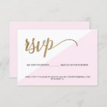 Invitation Pink Modern RSVP Gold Aucun envoi Réservé Siège<br><div class="desc">Simple, élégant et utilise une police manuscrite de script tendance en or imprimé, en diagonale rose vif, noir et blanc. Classique et chic Tout en travaillant avec un client qui préférait recevoir uniquement des RSVP par courriel ou par téléphone, elle a demandé une carte RSVP qui précisait le nombre d'invités...</div>