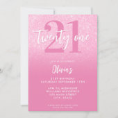 Invitation Pink moderne 21e anniversaire (Devant)
