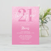 Invitation Pink moderne 21e anniversaire (Debout devant)