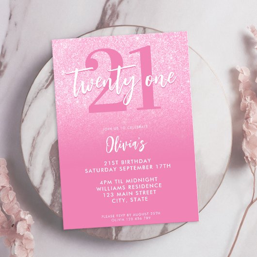 Invitation Pink moderne 21e anniversaire