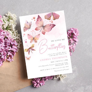 Invitation Pink moderne Il me donne Fête des mariées aux papi