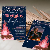 Invitation Pink moderne + Peach Anniversaire Bonfire Invitati