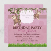 Invitation Pink Monkey Fun Photo Birthday Invite (Devant / Derrière)