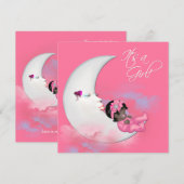 Invitation Pink Moon African American Baby Girl Douche (Devant / Derrière)