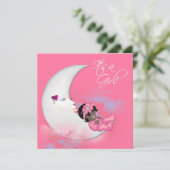 Invitation Pink Moon African American Baby Girl Douche (Debout devant)