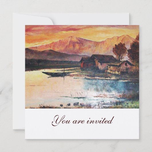 INVITATION PINK MOUNTAINS LAC ALPINE SUNSET PAYSAGE (Devant)