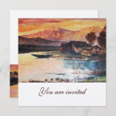 INVITATION PINK MOUNTAINS LAC ALPINE SUNSET PAYSAGE (Devant / Derrière)