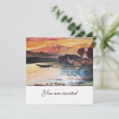 INVITATION PINK MOUNTAINS LAC ALPINE SUNSET PAYSAGE (Debout devant)