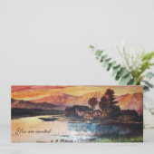 INVITATION PINK MOUNTAINS LAC ALPINE SUNSET PAYSAGE (Debout devant)