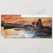 INVITATION PINK MOUNTAINS LAC ALPINE SUNSET PAYSAGE (Devant / Derrière)