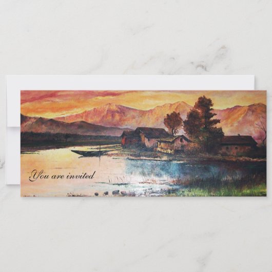 INVITATION PINK MOUNTAINS LAC ALPINE SUNSET PAYSAGE (Devant)