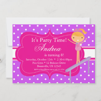 Invitation Pink n Purple polka point Anniversaire Fête Invita