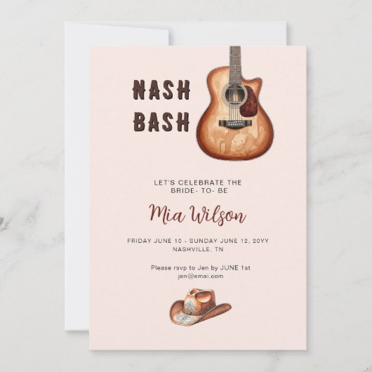 Invitation Pink Nash Bash Bachelorette Weekend  (Devant)