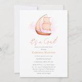Invitation Pink Nautical Adventure C'est un Baby shower fémin (Devant)