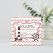 Invitation Pink Nautical C'est une fille Baby shower Invitati (Debout devant)
