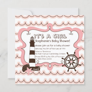 Invitation Pink Nautical C'est une fille Baby shower Invitati