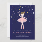 Invitation Pink & Navy Ballerina Anniversaire (Devant)