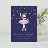 Invitation Pink & Navy Ballerina Anniversaire (Debout devant)