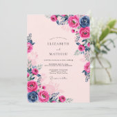 Invitation Pink Navy Opulent Romantic Wedding (Debout devant)