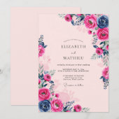 Invitation Pink Navy Opulent Romantic Wedding (Devant / Derrière)