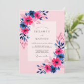 Invitation Pink Navy Vibrant Spring Wedding (Debout devant)