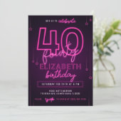 Invitation Pink Neon 40e fête d'anniversaire Faisons de la fo (Debout devant)