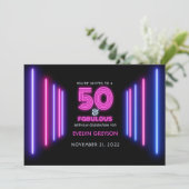 Invitation Pink Neon 50 & Fabulous 50th Birthday Party (Debout devant)