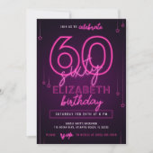 Invitation Pink Neon 60e fête d'anniversaire Faisons éclater  (Devant)