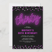 Invitation Pink Neon adulte fête du 30e anniversaire (Devant)