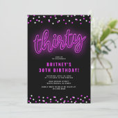 Invitation Pink Neon adulte fête du 30e anniversaire (Debout devant)