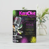 Invitation Pink Neon Black Karaoke 00e fête d'anniversaire (Debout devant)