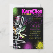 Invitation Pink Neon Black Karaoke 00e fête d'anniversaire (Devant)
