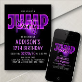 Invitation Pink Neon Jump Party Anniversaire