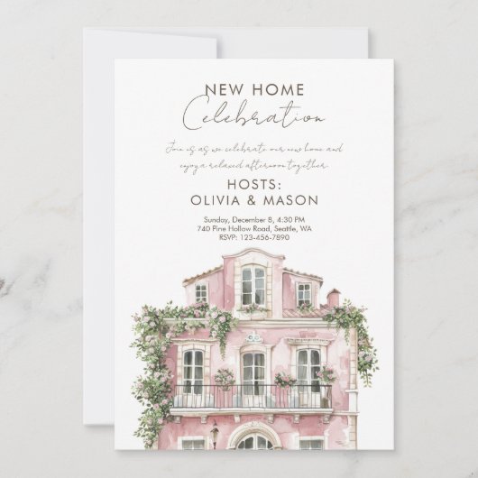Invitation Pink new home celebration Housewarming (Devant)