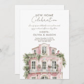 Invitation Pink new home celebration Housewarming (Devant / Derrière)