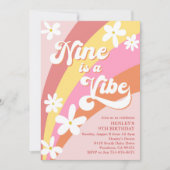 Invitation Pink Nine est Vibe Retro Daisy Rainbow Anniversair (Devant)