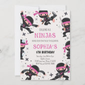 Invitation Pink Ninja Guerrier Arts Martiaux Anniversaire (Devant)