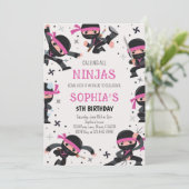 Invitation Pink Ninja Guerrier Arts Martiaux Anniversaire (Debout devant)
