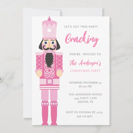INVITATION PINK NOËL NUTCRACKER FÊTE DE FÊTE (Devant)